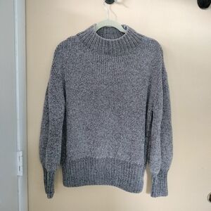 Cynthia Rowley gray knit mock turtleneck sweater L soft cozy Relaxed Weekend